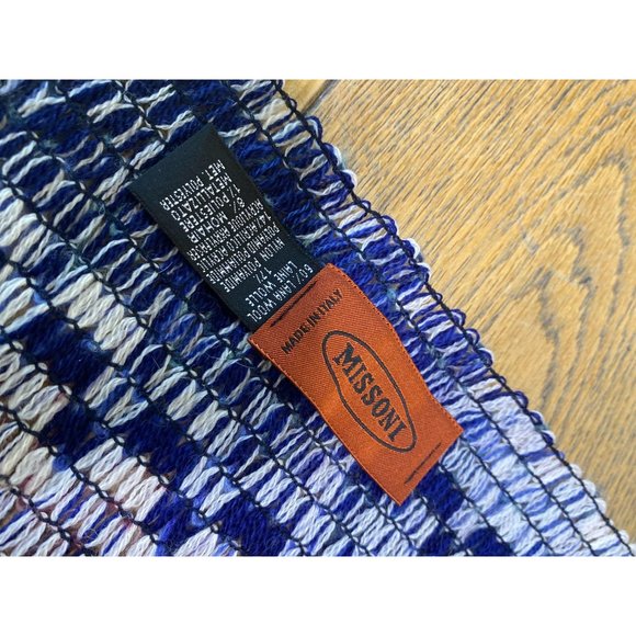 Missoni Chevron Wool Mohair Metallic Fringe Scarf - Picture 6 of 8